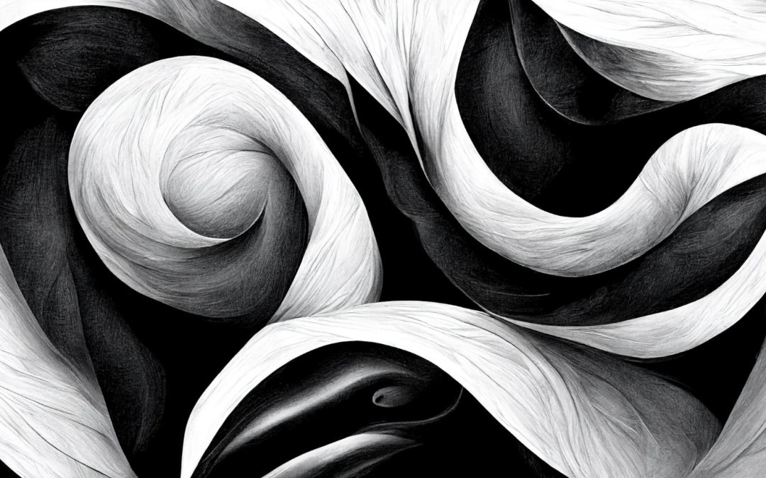 Modern Abstract Dynamic Shapes Black And White Background With Grainy Paper Texture Digital Art (1)