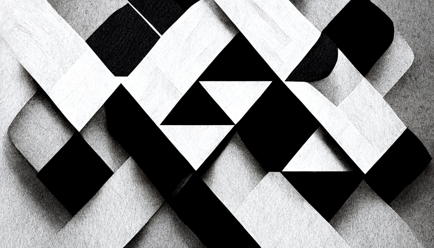 Modern Abstract Dynamic Shapes Black And White Background With Grainy Paper Texture Digital Art